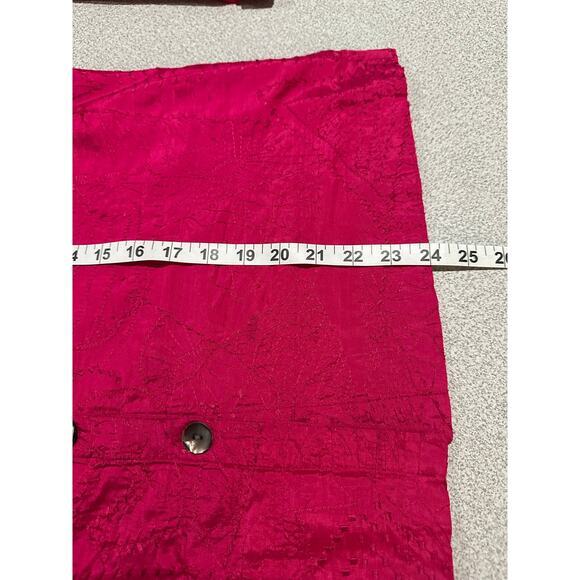 Chicos Sz 2 Medium 100% Silk Dark Pink Embroidered Jacket Mandarin Collar India - Picture 5 of 11